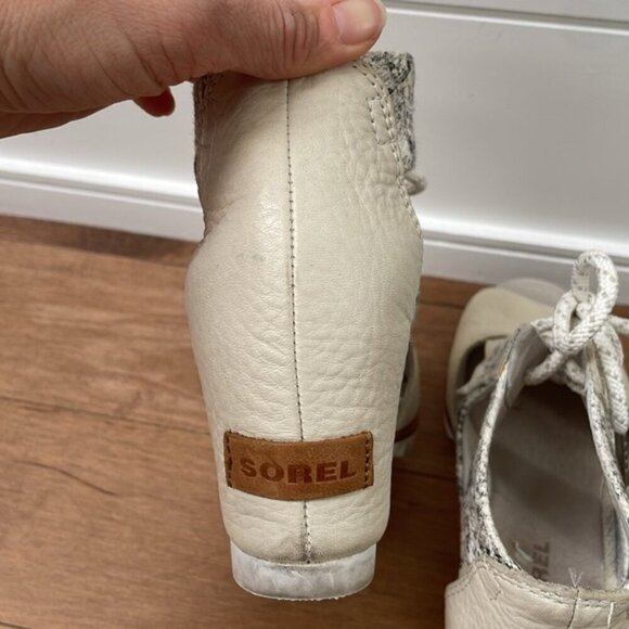 Sorel Joanie Lace snake print leather Wedge platform Sandals open toe shoes Sz 8 - Picture 8 of 13